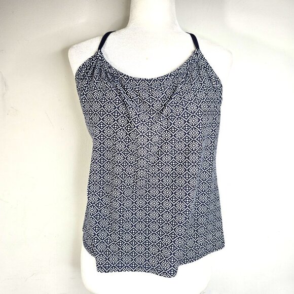 Kona Sol Navy Blue Tribal Tile Tankini Swim Top - Picture 3 of 9